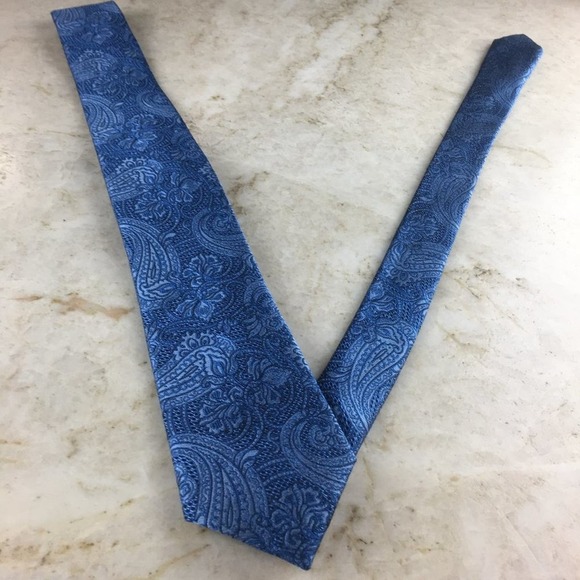 JOSEPH ABBOUD Blue Tone-on-tone Paisley Silk Tie - Picture 8 of 9